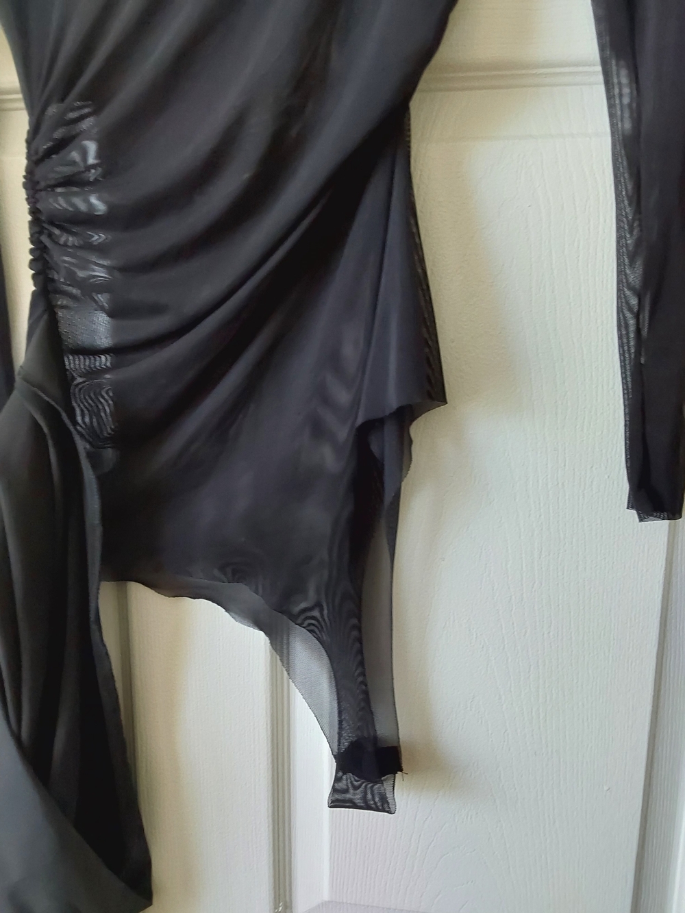 SHEIN Black Asymmetrical Sheer Ruched Dress